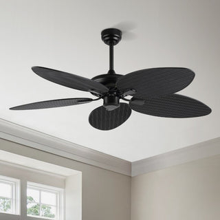 Thompson 52" Bohemian Industrial Iron/Plastic Mobile-App/Remote-Controlled 6-Speed Palm Blade Ceiling Fan