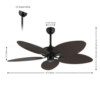 Thompson 52" Bohemian Industrial Iron/Plastic Mobile-App/Remote-Controlled 6-Speed Palm Blade Ceiling Fan