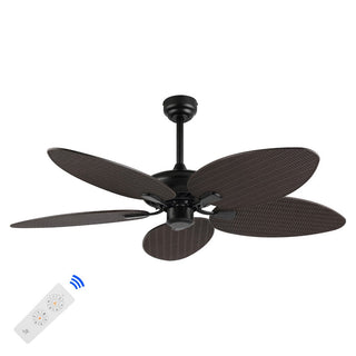 Thompson 52" Bohemian Industrial Iron/Plastic Mobile-App/Remote-Controlled 6-Speed Palm Blade Ceiling Fan