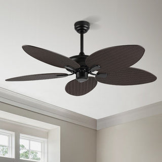 Thompson 52" Bohemian Industrial Iron/Plastic Mobile-App/Remote-Controlled 6-Speed Palm Blade Ceiling Fan