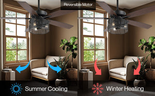 Sofucor 52"  Farmhouse Industrial Iron/Wood Mobile-App/Remote-Controlled LED Ceiling Fan