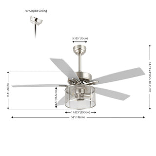 Sofia 52"  Farmhouse Industrial Iron/Wood Mobile-App/Remote-Controlled LED Ceiling Fan