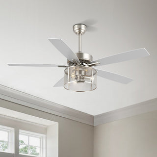 Sofia 52"  Farmhouse Industrial Iron/Wood Mobile-App/Remote-Controlled LED Ceiling Fan