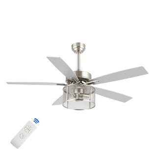 Sofia 52"  Farmhouse Industrial Iron/Wood Mobile-App/Remote-Controlled LED Ceiling Fan