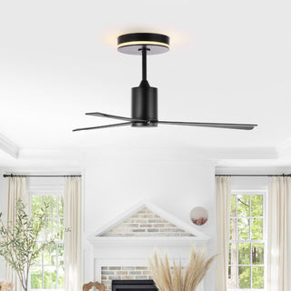 Levien 52" 1-Light Contemporary Minimalist 6-Speed Iron Height Adjustable Integrated LED Ceiling Fan with Remote