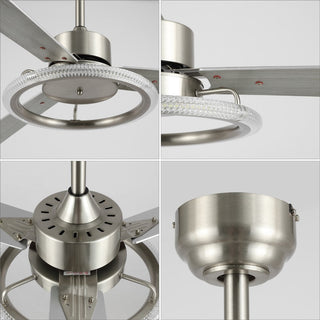 Etokfoks 52" Modern Industrial Iron/Acrylic/Wood Remote-Controlled 6-Speed Integrated LED Ceiling Fan