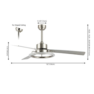 Etokfoks 52" Modern Industrial Iron/Acrylic/Wood Remote-Controlled 6-Speed Integrated LED Ceiling Fan