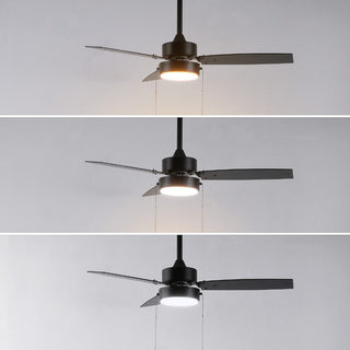 Minfeng 42" 1-Light Modern Minimalist 3-Speed Iron Height Adjustable Integrated LED Ceiling Fan with Pull Chains