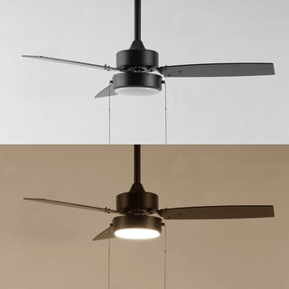 Minfeng 42" 1-Light Modern Minimalist 3-Speed Iron Height Adjustable Integrated LED Ceiling Fan with Pull Chains