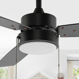 Minfeng 42" 1-Light Modern Minimalist 3-Speed Iron Height Adjustable Integrated LED Ceiling Fan with Pull Chains