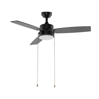 Minfeng 42" 1-Light Modern Minimalist 3-Speed Iron Height Adjustable Integrated LED Ceiling Fan with Pull Chains