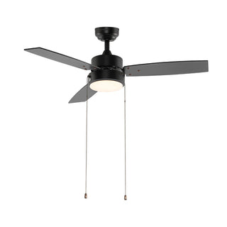 Minfeng 42" 1-Light Modern Minimalist 3-Speed Iron Height Adjustable Integrated LED Ceiling Fan with Pull Chains