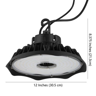 Nambra 12 in. 200-Watt Integrated LED High Bay Indoor/Outdoor UFO Light with 26000 Lumens 5000K, Black