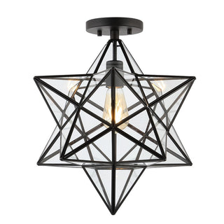 Cuthbert 14.5" Farmhouse Bohemian Iron/Glass LED Semi Flush Mount