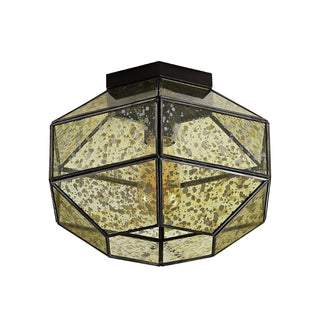 CASAINC 12.5" Vintage Farmhouse Iron/Glass LED Flush Mount