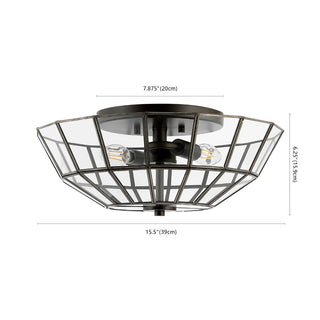 fixtures 15.5" Farmhouse Rustic Iron/Glass LED Semi Flush Mount