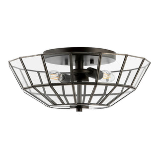 fixtures 15.5" Farmhouse Rustic Iron/Glass LED Semi Flush Mount