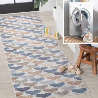 Issy Loves Hearts Geometric Machine-Washable Area Rug