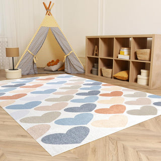 Issy Loves Hearts Geometric Machine-Washable Area Rug