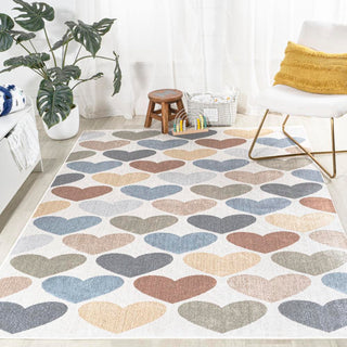 Issy Loves Hearts Geometric Machine-Washable Area Rug