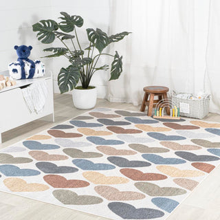 Issy Loves Hearts Geometric Machine-Washable Area Rug