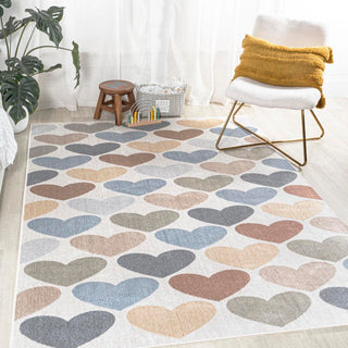 Issy Loves Hearts Geometric Machine-Washable Area Rug