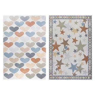 Issy Loves Hearts Geometric Machine-Washable Area Rug and Better Gazer Geometric Machine-Washable Area Rug