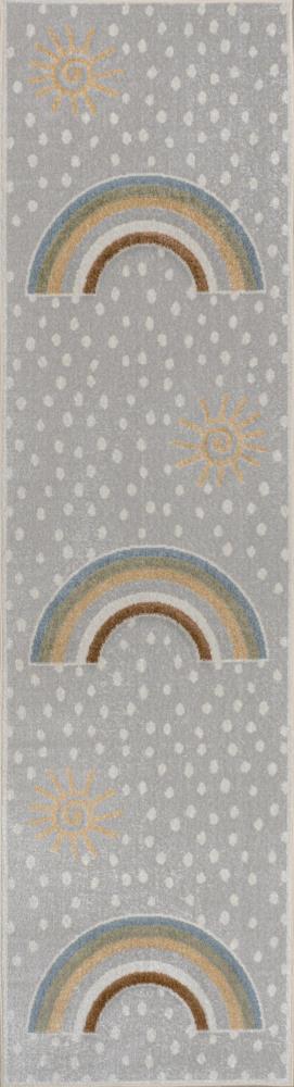 Curved Rainbow Dot Modern Machine-Washable Area Rug