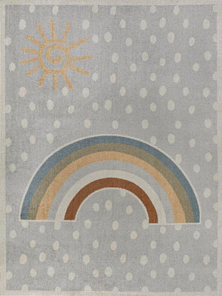 Curved Rainbow Dot Modern Machine-Washable Area Rug