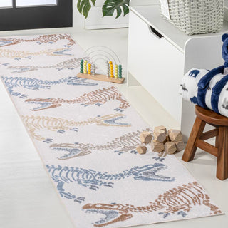 Striped T-rex Modern Kids Machine-washable Area Rug