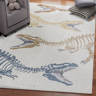 Striped T-rex Modern Kids Machine-washable Area Rug