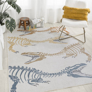 Striped T-rex Modern Kids Machine-washable Area Rug