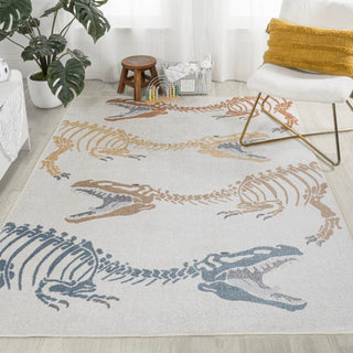 Striped T-rex Modern Kids Machine-washable Area Rug