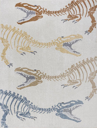 Striped T-rex Modern Kids Machine-washable Area Rug