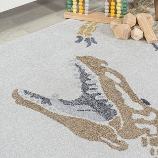 Striped T-rex Modern Kids Machine-washable Area Rug