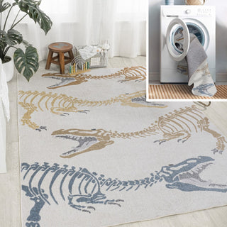 Striped T-rex Modern Kids Machine-washable Area Rug