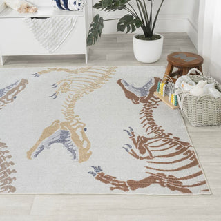 Striped T-rex Modern Kids Machine-washable Area Rug