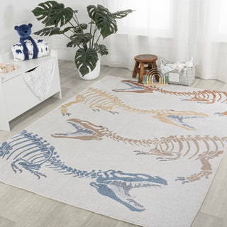 Striped T-rex Modern Kids Machine-washable Area Rug