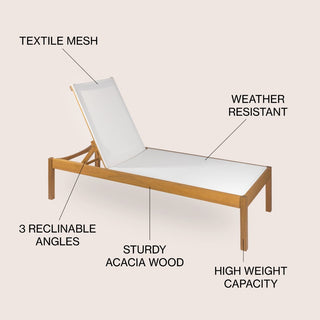 Tozey 77.56"x26.38" Modern Minimalist Adjustable Acacia Wood Chaise Outdoor Lounge Chair