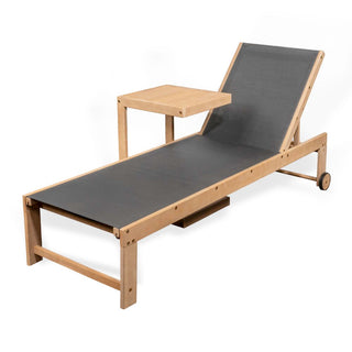 Wade Coastal Modern Acacia Wood Mesh 3-Position Outdoor Chaise Lounge Set with Side Table