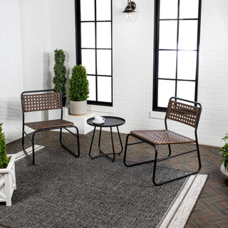 Acanva 3-Piece Mid-Century Modern Faux Rattan Conversation Outdoor Patio Set