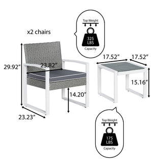 Urban 3-Piece Modern Coastal Faux Wicker Conversation Outdoor Patio Set