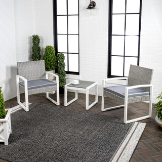 Urban 3-Piece Modern Coastal Faux Wicker Conversation Outdoor Patio Set