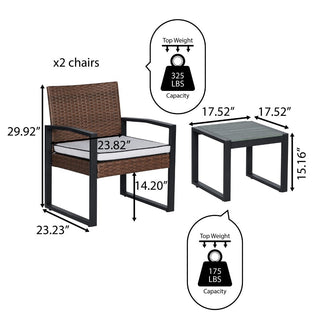 Urban 3-Piece Modern Coastal Faux Wicker Conversation Outdoor Patio Set