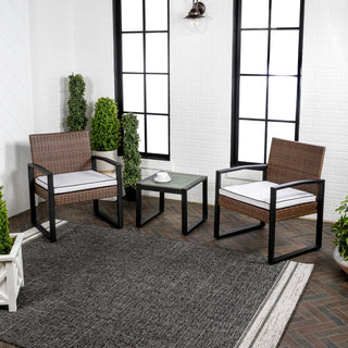 Urban 3-Piece Modern Coastal Faux Wicker Conversation Outdoor Patio Set