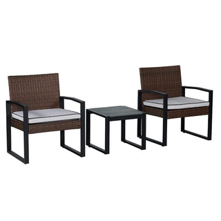 Urban 3-Piece Modern Coastal Faux Wicker Conversation Outdoor Patio Set