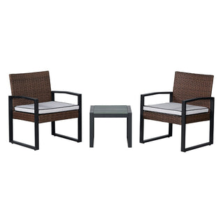 Urban 3-Piece Modern Coastal Faux Wicker Conversation Outdoor Patio Set