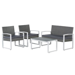 Conway 4-Piece Modern Coastal Faux Wicker Conversation Outdoor Patio Set