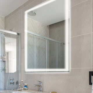 Enchanting Rectangular Frameless Anti-Fog Aluminum Front/Back-lit Tri-color LED Bathroom Vanity Mirror with Smart Touch Control