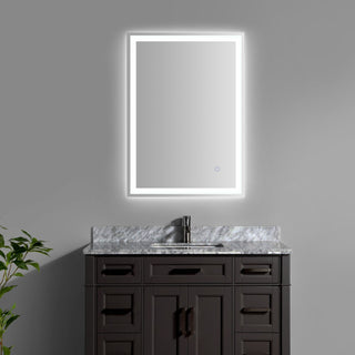 Enchanting Rectangular Frameless Anti-Fog Aluminum Front/Back-lit Tri-color LED Bathroom Vanity Mirror with Smart Touch Control